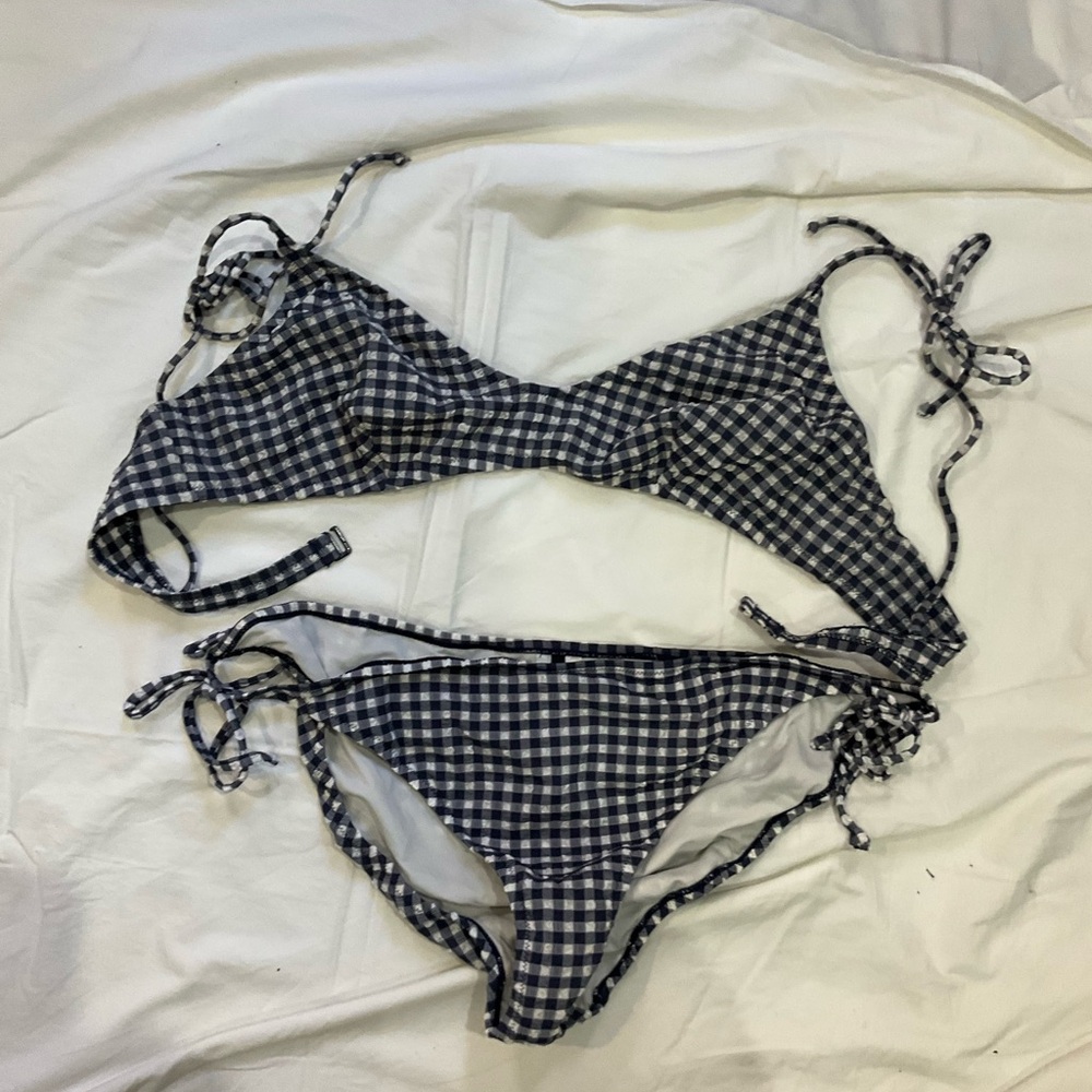 J. Crew dark navy Checkered Bikini